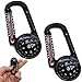 2 Pcs Compass Keychain with Thermometer Aluminium Alloy Portable Compass Carabiner for Outdoor Activities Hiking Survival Compass Handheld Navigation Tool, Compass Keychain