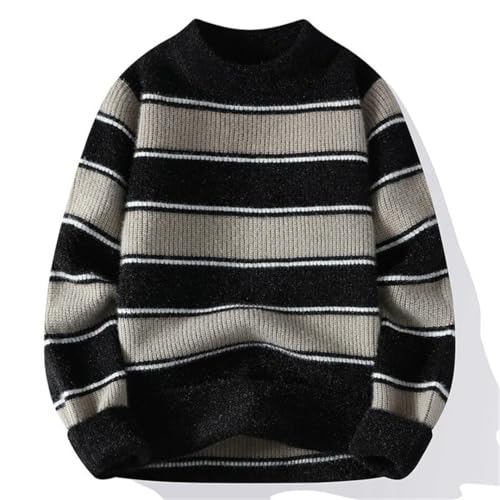 Men Casual Business Korean Slim Striped Pullovers Solid Men's O-Neck Long Sleeve Sweater3