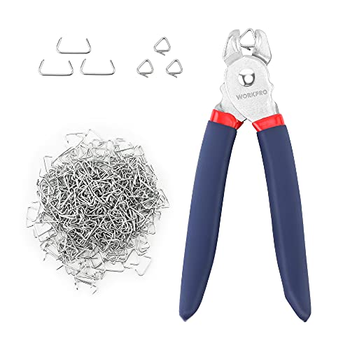 WORKPRO Hog Ring Pliers with 500 Pcs 3/4 Hog Rings