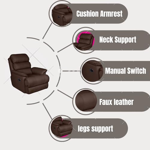 Image of Elegant Recliner Sofa 1 Seater - Supreme Comfort, Durable Manual Recliner Chair Design, and 5-Year Warranty for Reliability