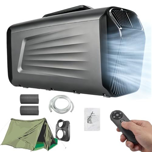 ZyKnaurral Aire Acondicionado Portátil para Tienda De Campaña, Unidad De Aire Acondicionado Compacta De 5200 Btu con Funciones De Refrigeración, Ventilador, Deshumidificador Y Modo Sueño 24V/220V