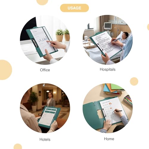 Image of oddpod Horizontal A4 Plastic Clipboard with Elastic Strap /Multi-Function Document Paper Storage File Folder with Outer Cover for Students & Professionals - Teal Blue