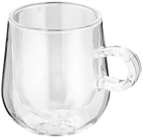 Judge JDG35 - Set de 2 tazas de café con leche con asa - Doble pared de cristal con vacío en su interior - Hechas a mano - Resistentes al calor - Se pueden meter en el lavavajillas - 275 ml
