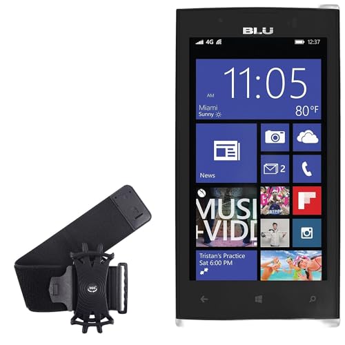 BoxWave Holster Compatible with BLU Win JR LTE - ActiveStretch Sport Armband, Adjustable Armband for Workout and Running - Jet Black