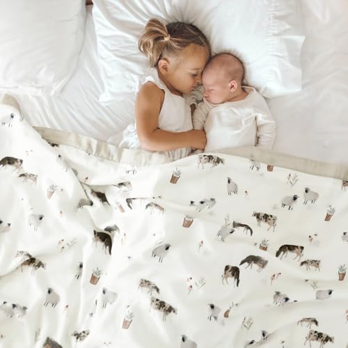 Image of GRSSDER Cotton Muslin Quilt Blanket - Silky Soft and Breathable Kids' Throw Blanket, Oversized Muslin Blankets for Newborns, Toddlers & Kids, 6 Layers Reversible Design for All Seasons, 55 inch x 69 inch