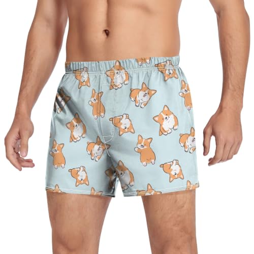 Image of Men's Boxer Shorts Cotton Loose Underwear with Button Fly