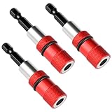 3 Pcs Puntas Atornillador Imantadas Portapuntas Magnéticos con Tope de Profundidad de Tornillo Ajustable para Paneles de Yeso Compatible con Atornilladores Inalámbricos y Taladros Manuales Rojo