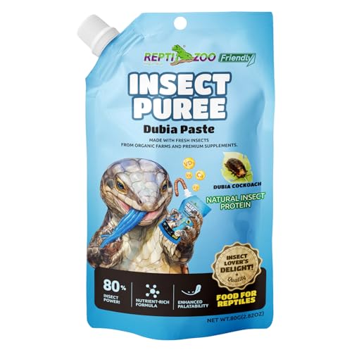 REPTIZOO FRIENDLY Crested Gecko Food Insect Puree, Dubia Paste Reptile Food Made with Fresh Insects 2.82oz