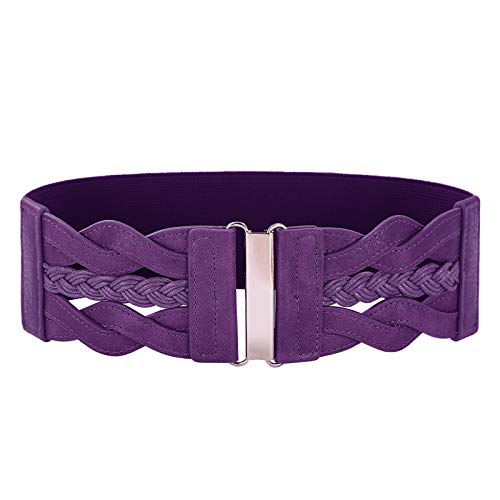 GRACE KARIN Womens Elastic Vintage Belt Stretchy Retro Wide Waist Cinch Belt(Purple L)