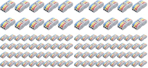 Image of ALITOVE Electrical Connectors 50pcs Quick Connect 3 Wire Connectors Push in Lever Nuts Compact Inline Splice Terminals for Wire Splicing Project, 28-12 AWG, 3 in 3 Out (Pack of 2)