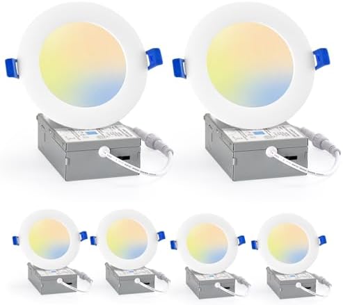 Gasonny 6pack 6 Inch 5CCT Ultra-Thin LED Recessed Ceiling Light With