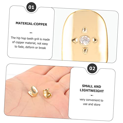 2 piezas grill para dientes hip-hop dorado duradero miniatura 7