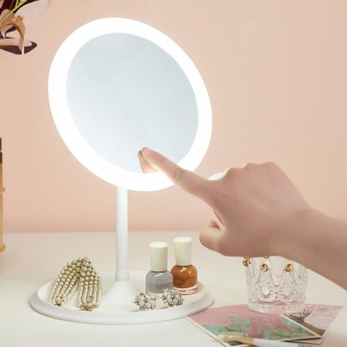 Espejo de maquillaje LED portátil ABOOFAN con luz ajustable miniatura 5