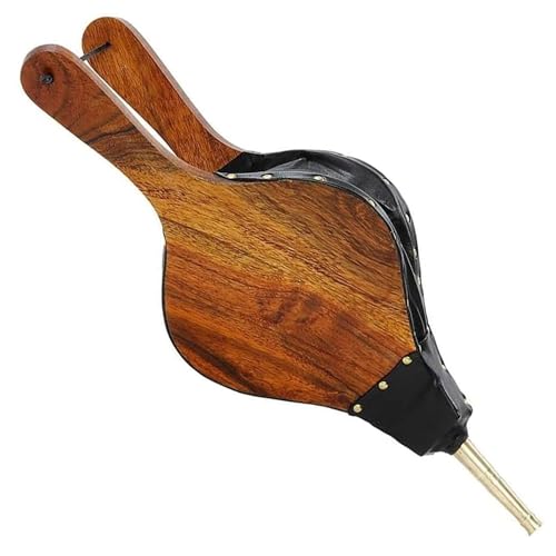 Oakestry Fireplace Bellows Mango Wood Air Pump with Black Leather