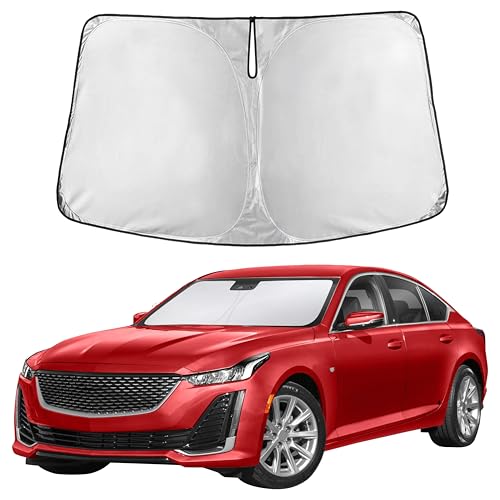 Image of EcoNour Windshield Sunshade Compatible for Cadillac CT5 2020-2024 2025 2026, Sun Visor for Front Windshield & Window Sun Shade Cover, UV Heat Blocker & Protector, Car Accessories