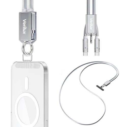 Image of Verilux 2-in-1 PD 65W Type C Cable Fast Charging with Phone Lanyard, 3.3Ft /1M Nylon Type C to C Cable Supports 480MBPS Data Sync for iPhone 17 /17 Pro /17 Pro Max /16 /15 Series, Galaxy S25 /S24 /S23 /S22