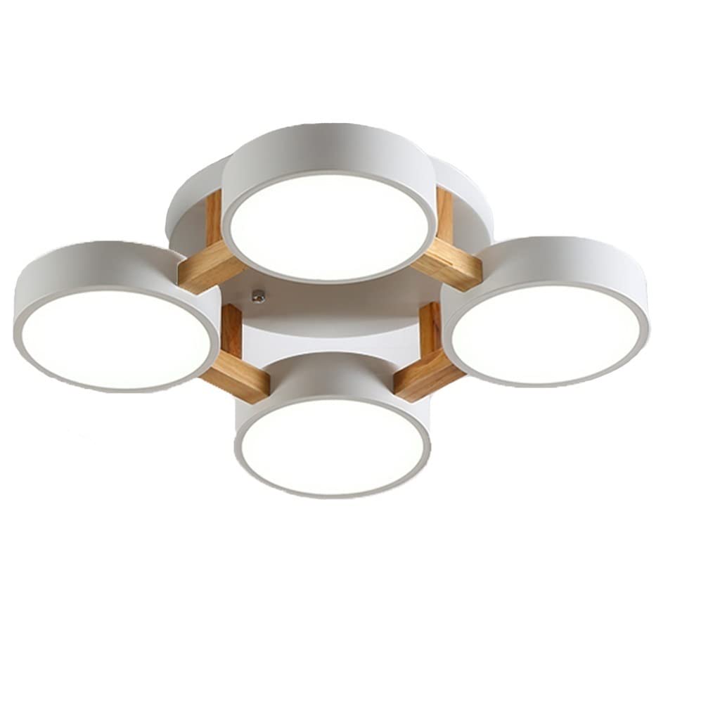 HynJGih Nordic Living Room Lamp Simple Modern Atmosphere Home Ceiling Lamp Restaurant Lamp Macaron Solid Wood Bedroom Led Lamps(C,4 Heads)