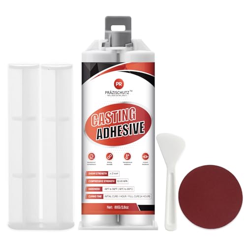 PRAZISCHUTZ Metal Weld Epoxy Repair Compound & Filler, Heavy Duty Casting Adhesive for Aluminum, Steel, Iron, Plastic, Ceramic, Fixes Sand Holes & Cracks, Waterproof, Industrial Strength - 80g/2.8oz