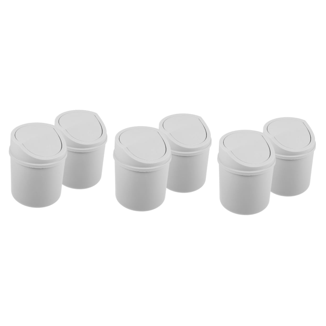 6pcs Desktop Waste Bucket Mini Trash Can Swing Lid Office Desk Bin Compact Design