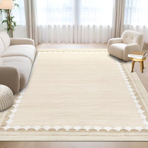 Tapete decorativo rectangular beige 8x10 pies miniatura 5