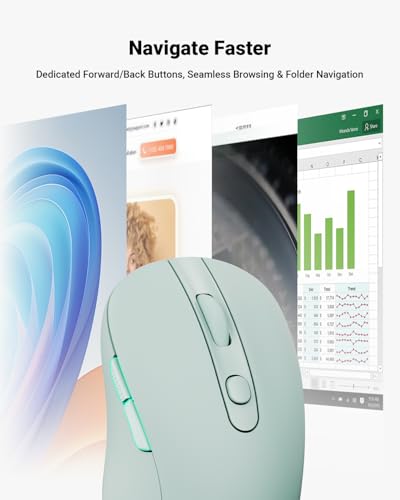 Image of wegear USB Wireless Mouse for Laptop PC Mac, 2.4GHz Cordless Mouse with 6 Buttons, 5-Level Adjustable 4000 DPI, Ergonomic Portable Optical Computer Mice, 24-Month Battery Life (Mint Green)