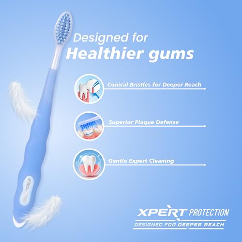 Image of Enshine Expert Protection Toothbrush for Adults - Pack of 3 | Double-Tapered Ultra Soft PBT Bristles | Premium Tooth Brush Set for Sensitive Gums | Deep Gum-Line Plaque Removal | Manual Toothbrush with Non-Slip Grip Multicolor