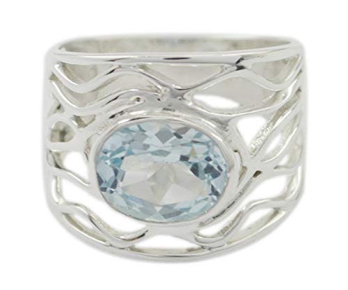 Anneau topaze bleue naturelle argent 925, le cadeau idéal