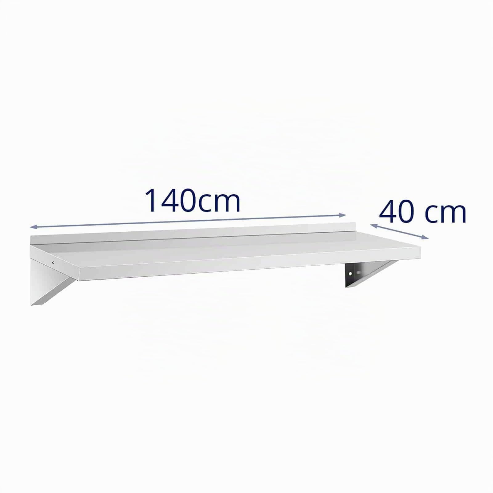 Royal Catering RCWR-120.1 Wandbord Edelstahl 120 x 40 cm bis 80 kg Wandregal Küchenregal Wandboard