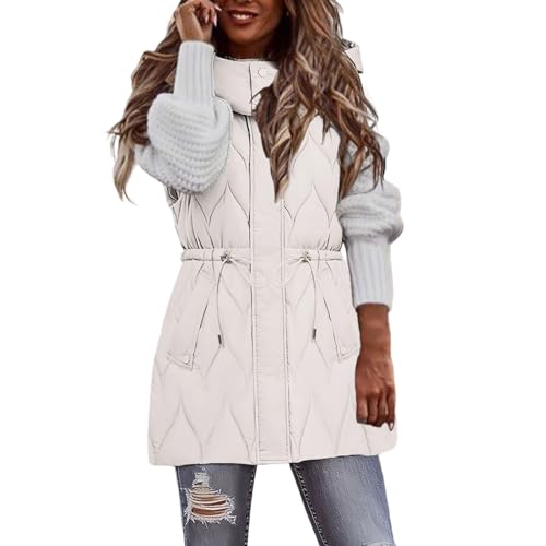 Gilet matelassé pour femme coupe-vent sans manches veste d winter à cordon grande taille