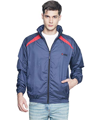 Image of OJASS Men OJASS Jacket for Men,Lightweight & Wind-Resistant with Reflective Bike Jacket for Man High Neck Relaxed Fit-Stylish Windbreaker for Outdoor & Biking Black With Grey