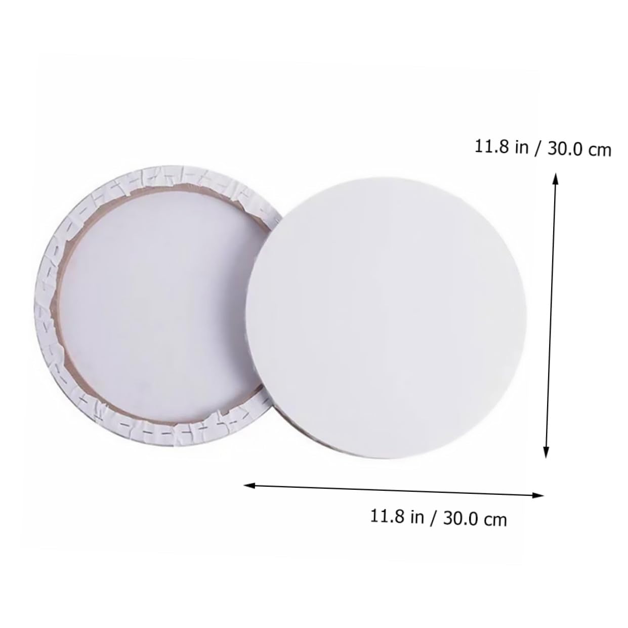Marco Redondo de Madera y Algodón Blanco para Lienzo de Pintura al Óleo y Acrílicos, Paquete de 2 Piezas, Adecuado para Artistas y Manualidades