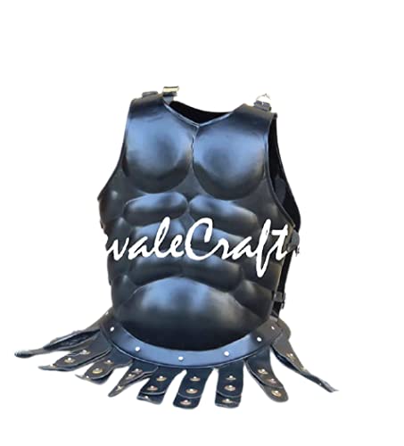 Medieval Roman Greek Muscle Body Armor Cuirass Black