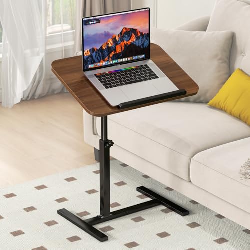 Mesa auxiliar en forma de C de altura ajustable, giratoria 360° y abatible en forma de C para sofá, mesas C móviles que se deslizan debajo, mesa auxiliar en forma de C para sofá o cama, mesa grande