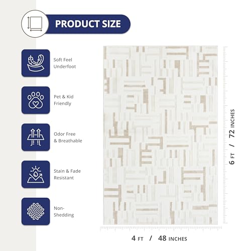 Tapete Abani beige 4' x 6' diseño geométrico miniatura 2