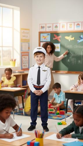 Image of Community Helper Uniform Costume for Kids | Role Play pilot, Traffic police, Navy Fancy Dress for School Functions & Theme Parties