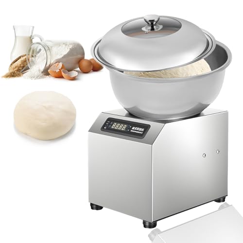 HCAUYNN Máquina de amasar Comercial 8KG con Temporizador - Máquina eléctrica para Masa de Acero Inoxidable 304, Doble rotación para producción por lotes de Masa de Pan, Pizza y Fideos 5kg(11lbs)
