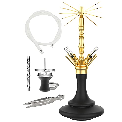 ARYF Shisha Wasserpfeife Gloria 4 Matt Black/Gold mit Zubehör