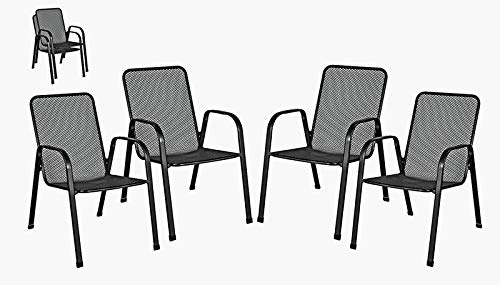 Gravidus Set of 4 Stacking Chairs Metal Black