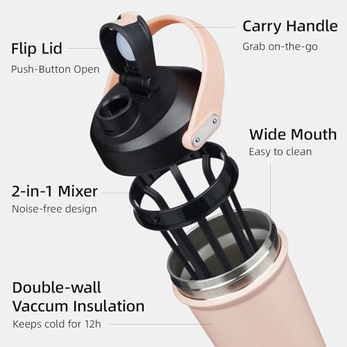 Image of BJPKPK 25oz Insulated Protein Shaker Bottle Stainless Steel Cup with Handle