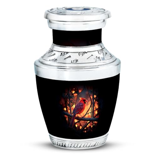 Image of Cardinal Bird Urn Small Urns for Human Ashes Adult Female 3 Inch | Mini Cremation Urns for Women & Men Memorial Funeral Urn Human Remains Urns for Men & Women