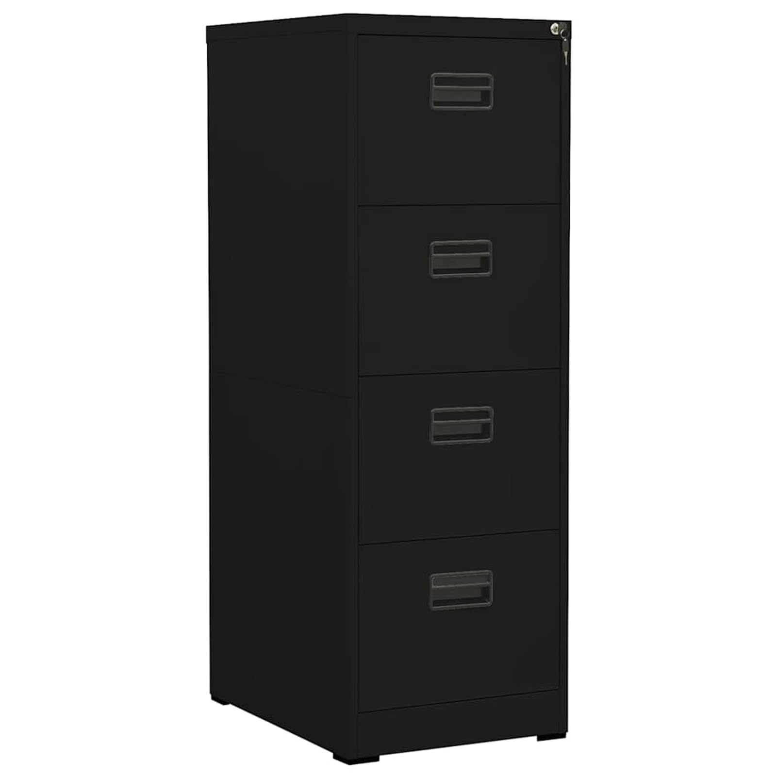 Armadietto in acciaio nero, 46 x 62 x 133 cm, con 4 cassetti estraibili, formato A4/legale, 45 kg/cassetto, per organizzazione dell'ufficio