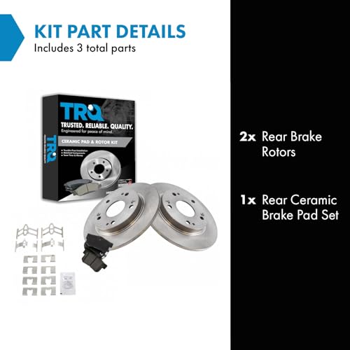 Image of TRQ Rear Brake Pad and Rotor Set Ceramic Solid Rotors | For 2011-2014 Honda CR-Z