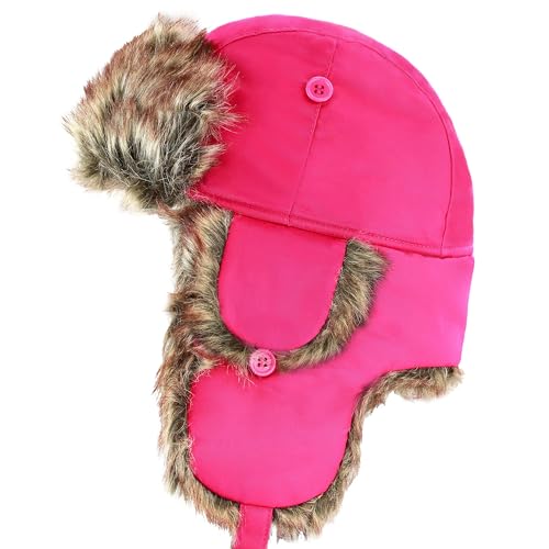 The Hat Depot Faux Fur Safety Reflective Aviator Trapper Hat Snow Ski Trooper Winter Cap cover