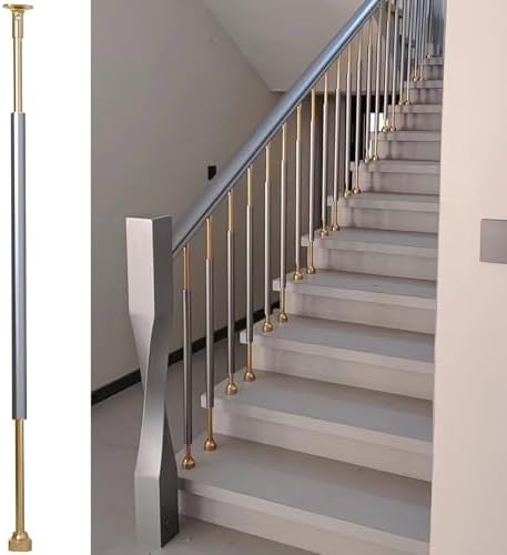 Modern Aluminum Stair Spindles - Round Balusters & Replacement Banister Post for Deck, Balcony & Stair Railing - Stylish White Guardrail Balustrade (4 Pieces)