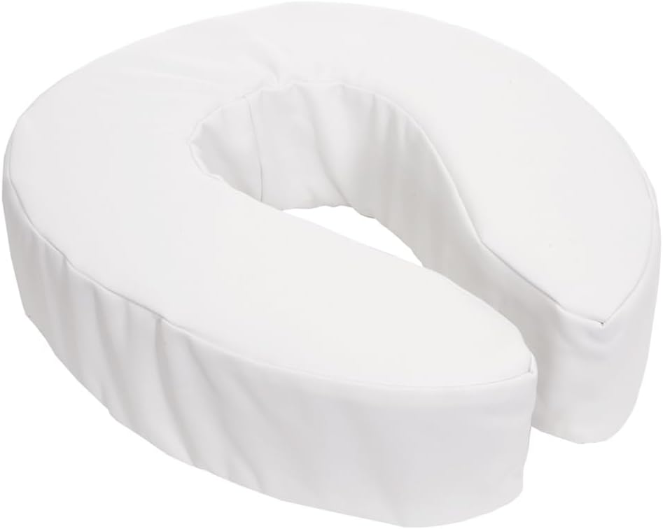 Essential Medical Supply Foam Padded Toilet Seat Cushion Riser – 4″ Height, Hook and Loop Attachment for Easy Installation, Washable Vinyl Cover – Added Cushion for The Toilet with Pressure Relief