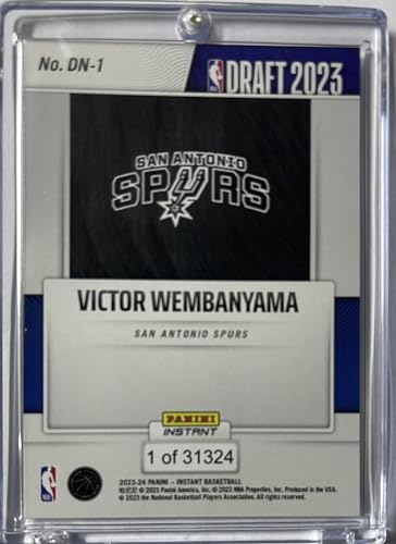 2023-24 Panini Instant Draft Night- Victor Wembanyama #DN-1 -RC Rookie Pick #1-Selected with 1st Overall Pick - Basketball Trading Card- San Antonio Spurs. MS Sports Card Shipped in New Protective Screwdown Holder.