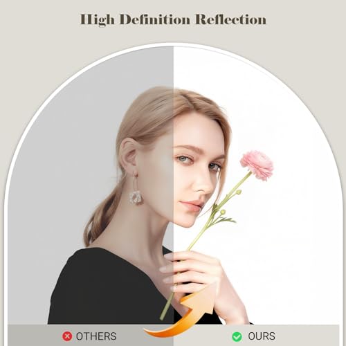 Image of Full Length Mirror - 57 inch x 20 inch Arched Floor Mirror /Wall Mounted Aluminum Alloy Frame Full Body Mirrors for Bathroom Living Room Bedroom and Entryway, White