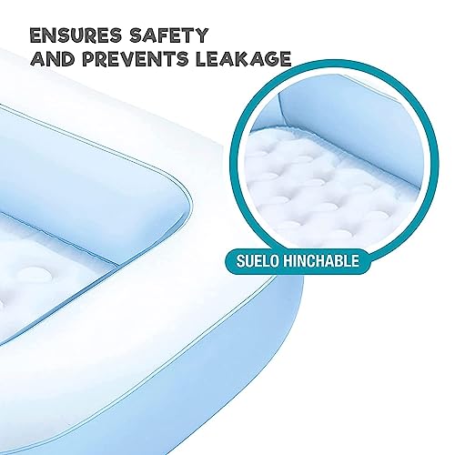 Image of Kidoyz Inflatable Pool Family Swimming Pool with Air Pump - Foldable Portable Bath Tub for Kids & Adults, Easy to Set Up for Outdoor & Indoor Use (5.5Ft Pool + Air Pump)