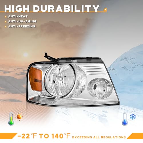 WEELMOTO Headlights for 2004-2008 Ford F150 Pickup / 06-08 Mark LT, Headlight Assembly Compatible with 04-08 F150 Headlamp Replacement Chrome Housing - Image 6