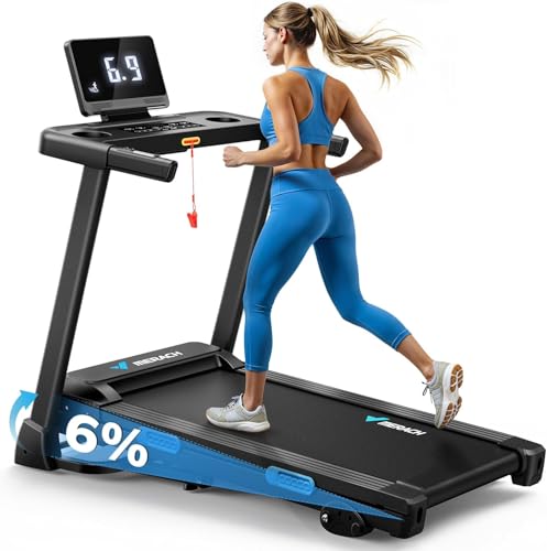 MERACH Loopband Voor Thuisgebruik, Inklapbare Loopband Met 6% Helling, 2,5PK, 0,8–12 km/u, Met LED-Display & Tablethouder, Stil Fitnessapparaat Voor Thuis En Kantoor, Ondersteunt APP